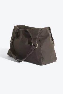 Grand sac à main en toile - Marron foncé délavé — photo 2