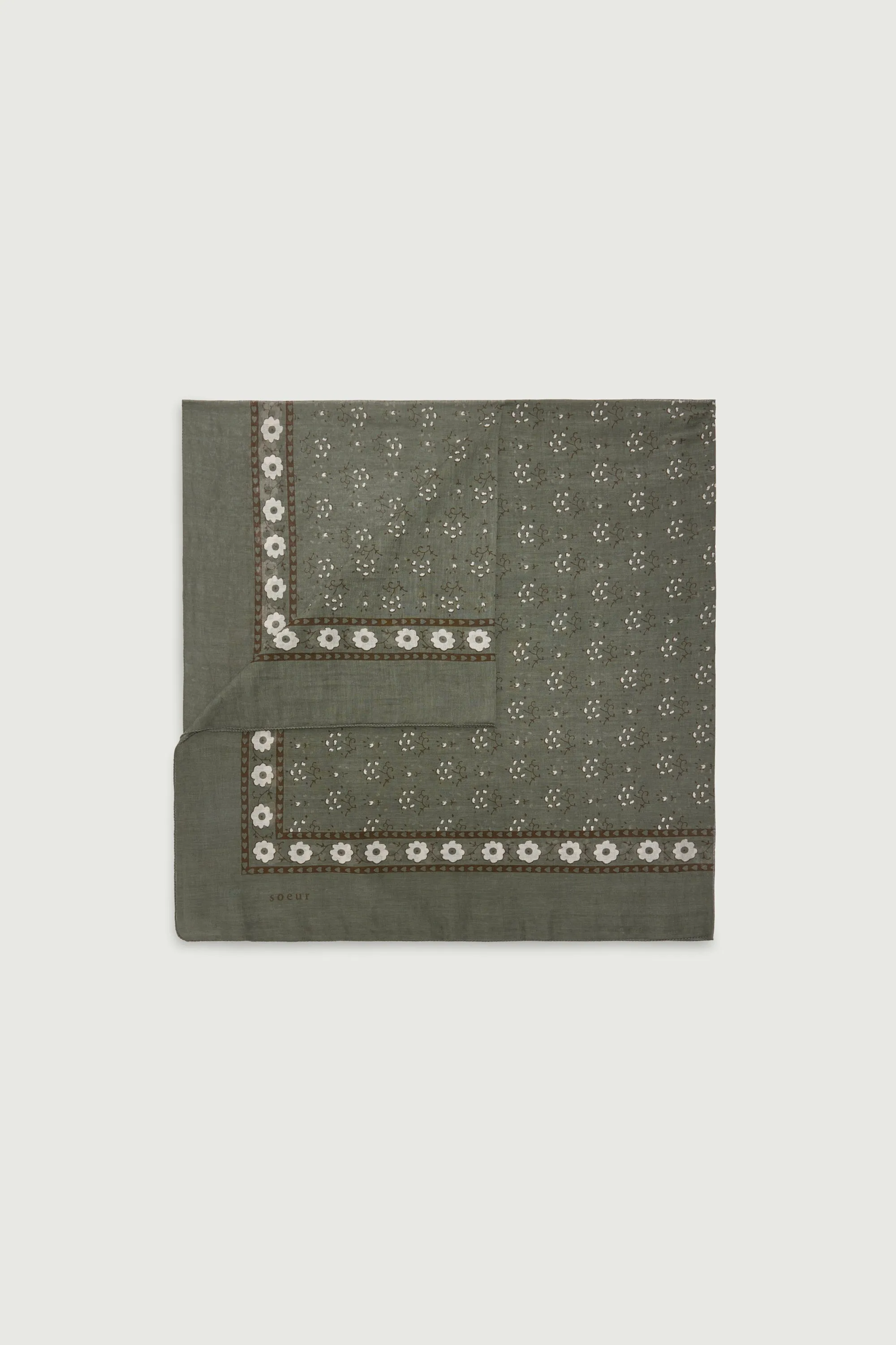 FOULARD CLASSIQUE EN COTON KAKI/MARRON