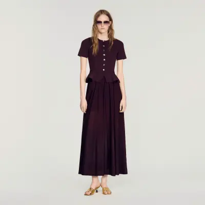 Robe longue en maille à basque