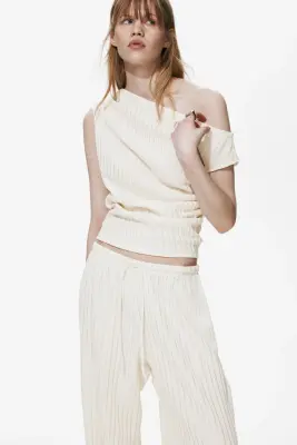 Top asymétrique texturé - Crème — photo 2