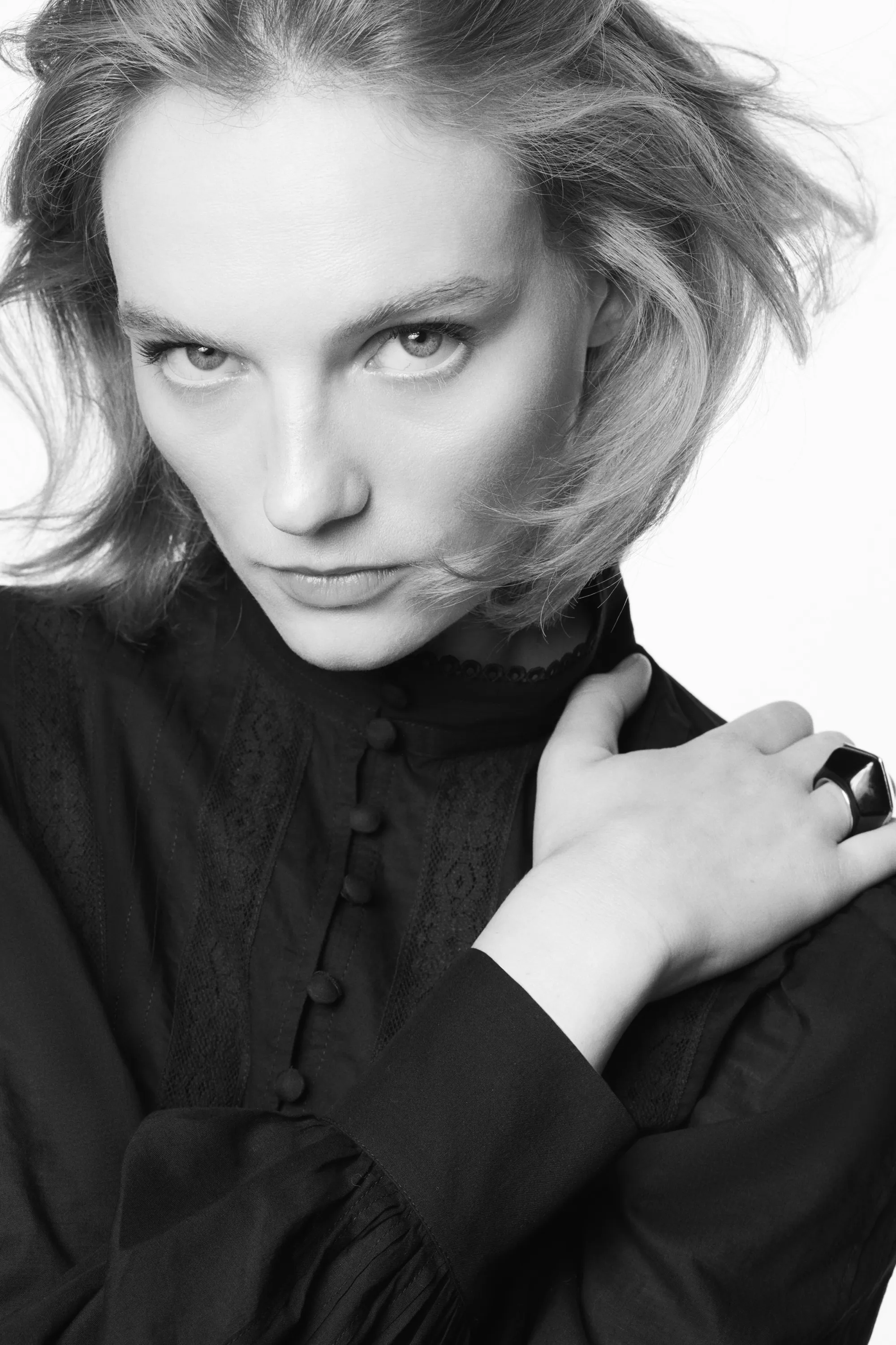 Blouse péplum en coton - Noir