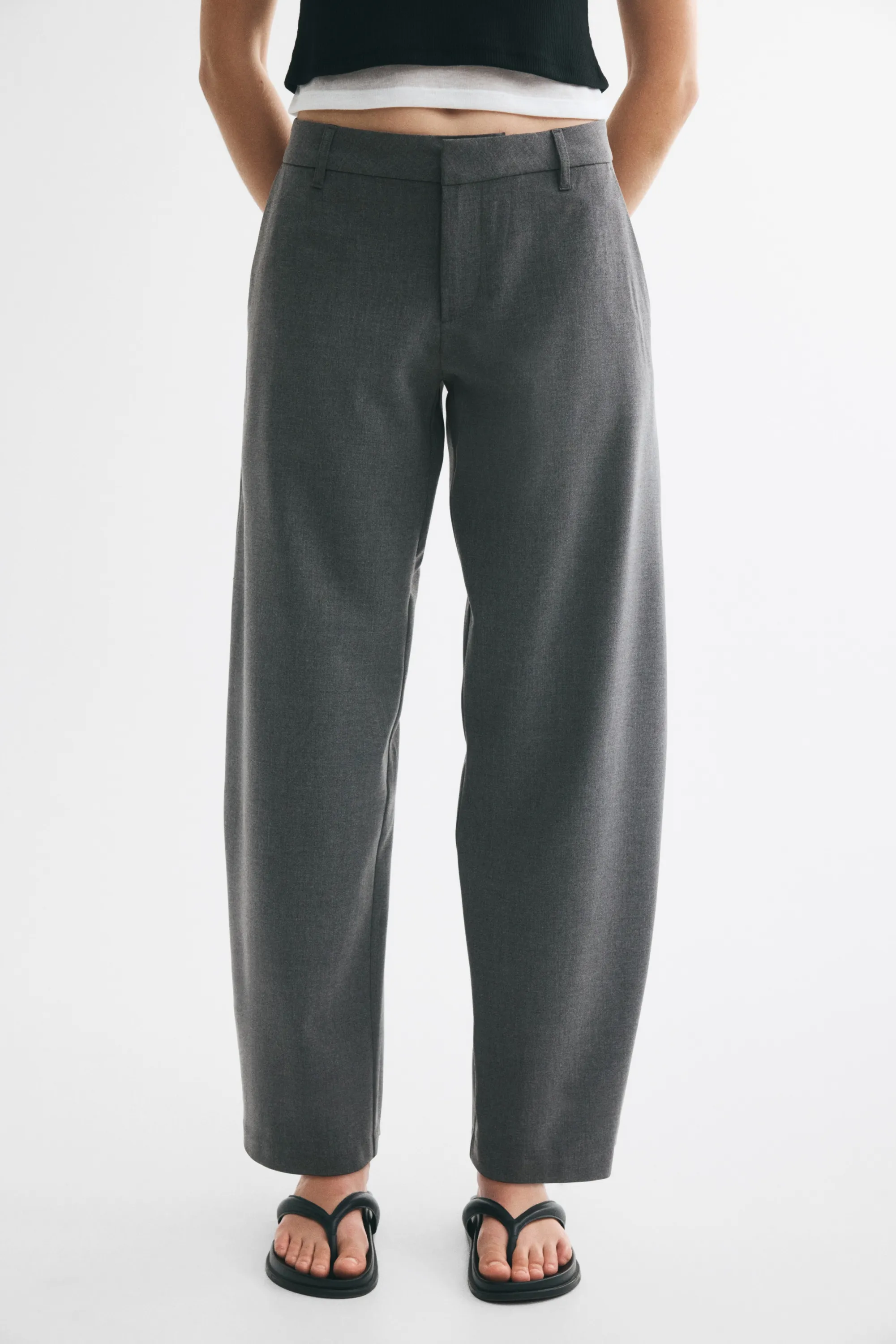 Pantalon chic avec jambes barrel - Gris foncé chiné