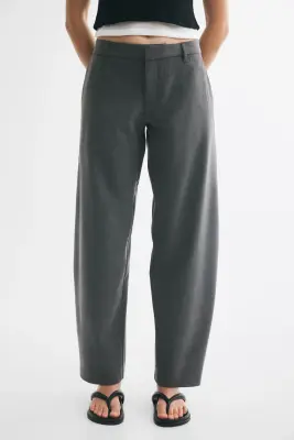 Pantalon chic avec jambes barrel - Gris foncé chiné — photo 1
