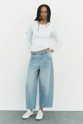 Barrel High Waist Ankle Jeans - Bleu denim clair — photo 2