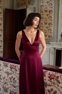 Calista Maxi Dress - Bordeaux — photo 4