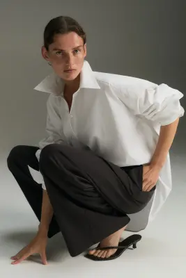 Pantalon chic à jambes larges - Marron foncé — photo 2