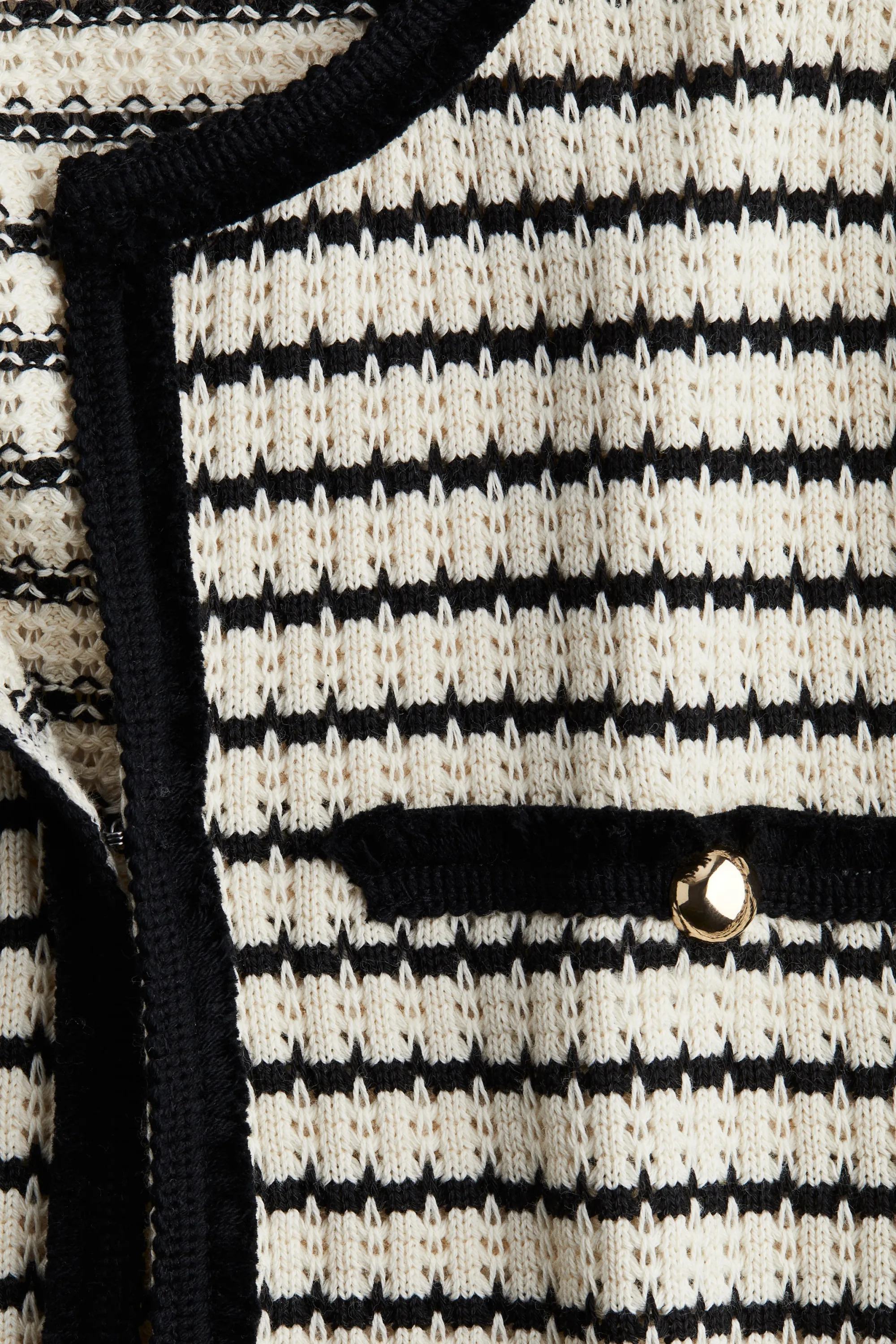 Gilet en maille texturée - Blanc/rayures noires