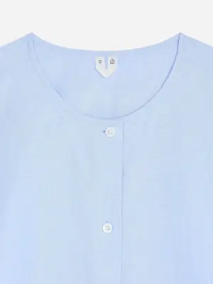 Blouse avec foulard en coton pima - Bleu ciel — photo 4