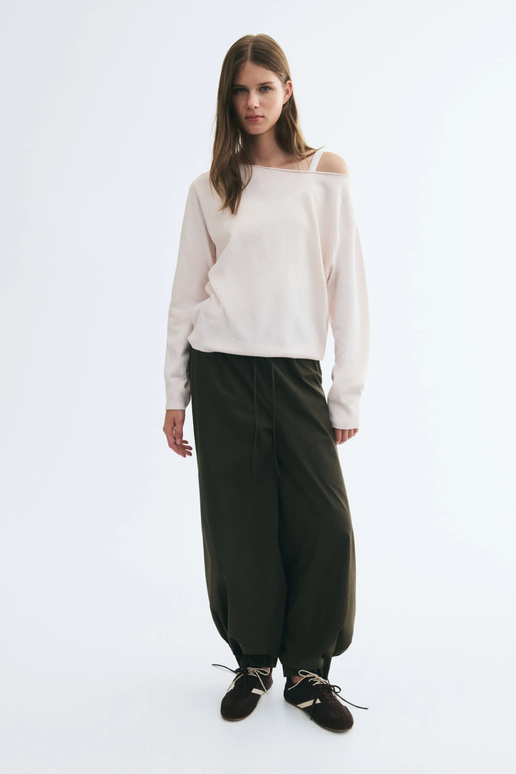 Off-the-shoulder jumper - Rose poudré