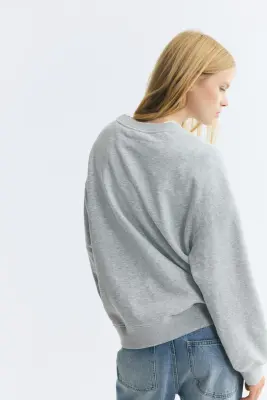 Sweat oversize - Gris clair chiné — photo 5