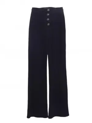 Pantalon droit en maille bleu marine boutons bijoux en émail Prix boutique 3150€ Taille XS — photo 1