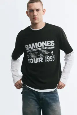 T-shirt Loose Fit - Noir/Ramones — photo 2