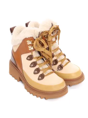 Bottines ELYA shearling beige et cuir marron Retail price 895€ Taille 36 — photo 2