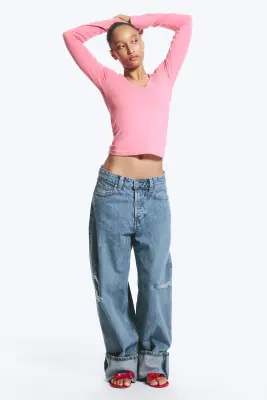 Jean baggy ample taille basse Peggy - Lake Worn - Bleu denim moyen — photo 1