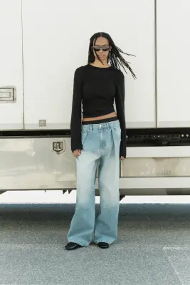 Barrel High Waist Jeans - Bleu denim clair — photo 2