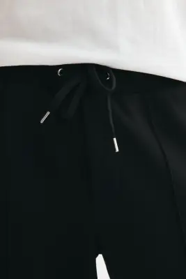 Pantalon jogger Regular Fit en interlock - Noir — photo 1