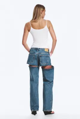 Jean jambe large taille basse Imoo Cut - Bleu moyen — photo 4