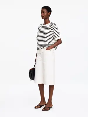 Sweat en tissu éponge - Blanc cassé/Noir — photo 1