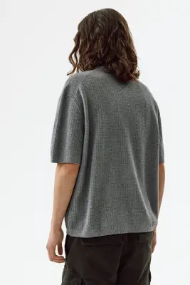 Chemise Regular Fit en maille texturée - Gris — photo 3
