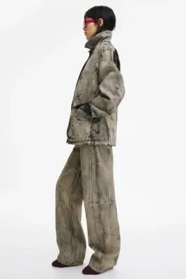 Veste en denim à effet peint - Gris — photo 3