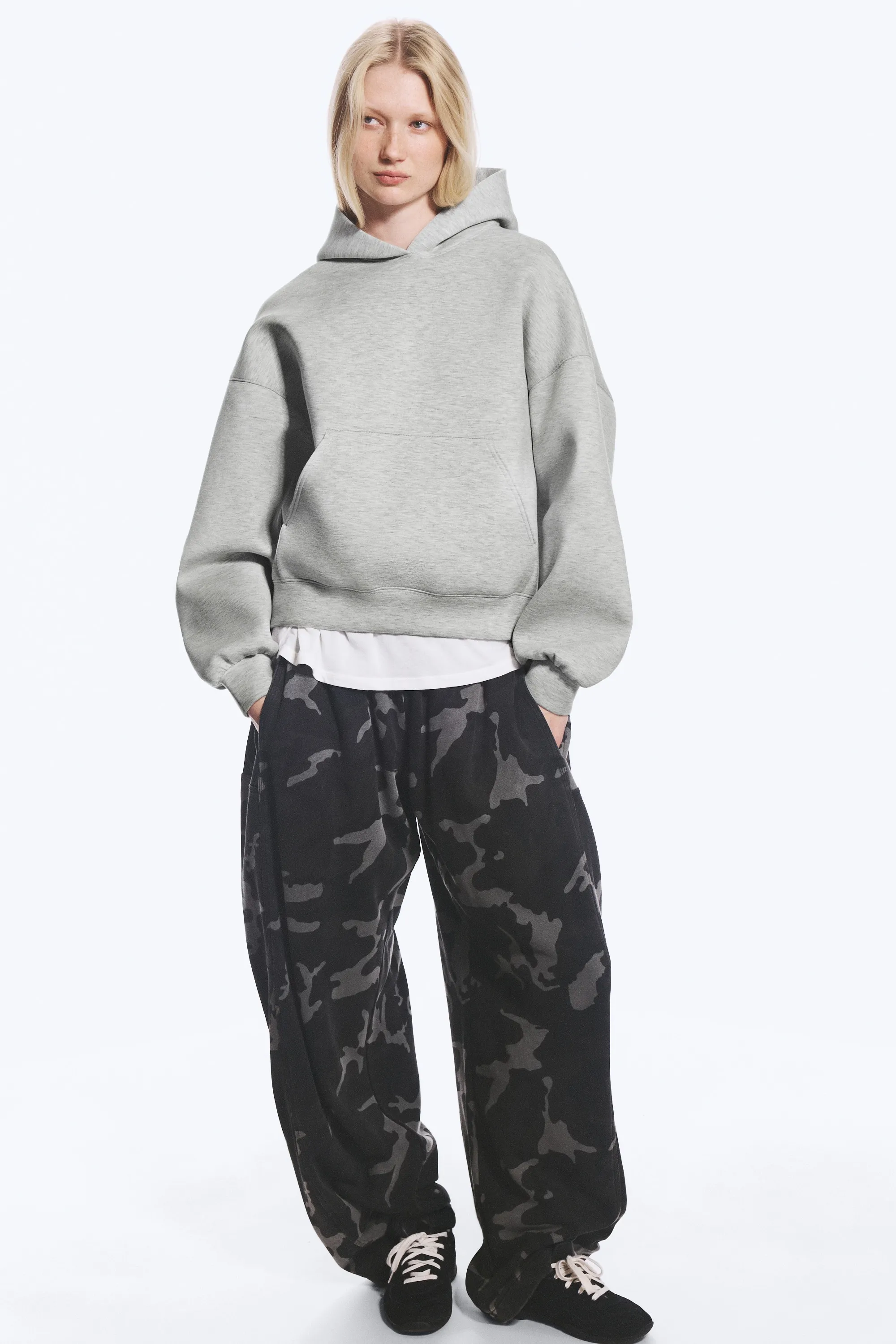 Sweat à capuche scuba oversize - Gris clair