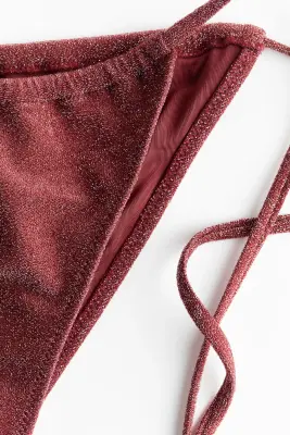 Bas de maillot Cheeky Tanga à nouer - Rouge foncé — photo 4