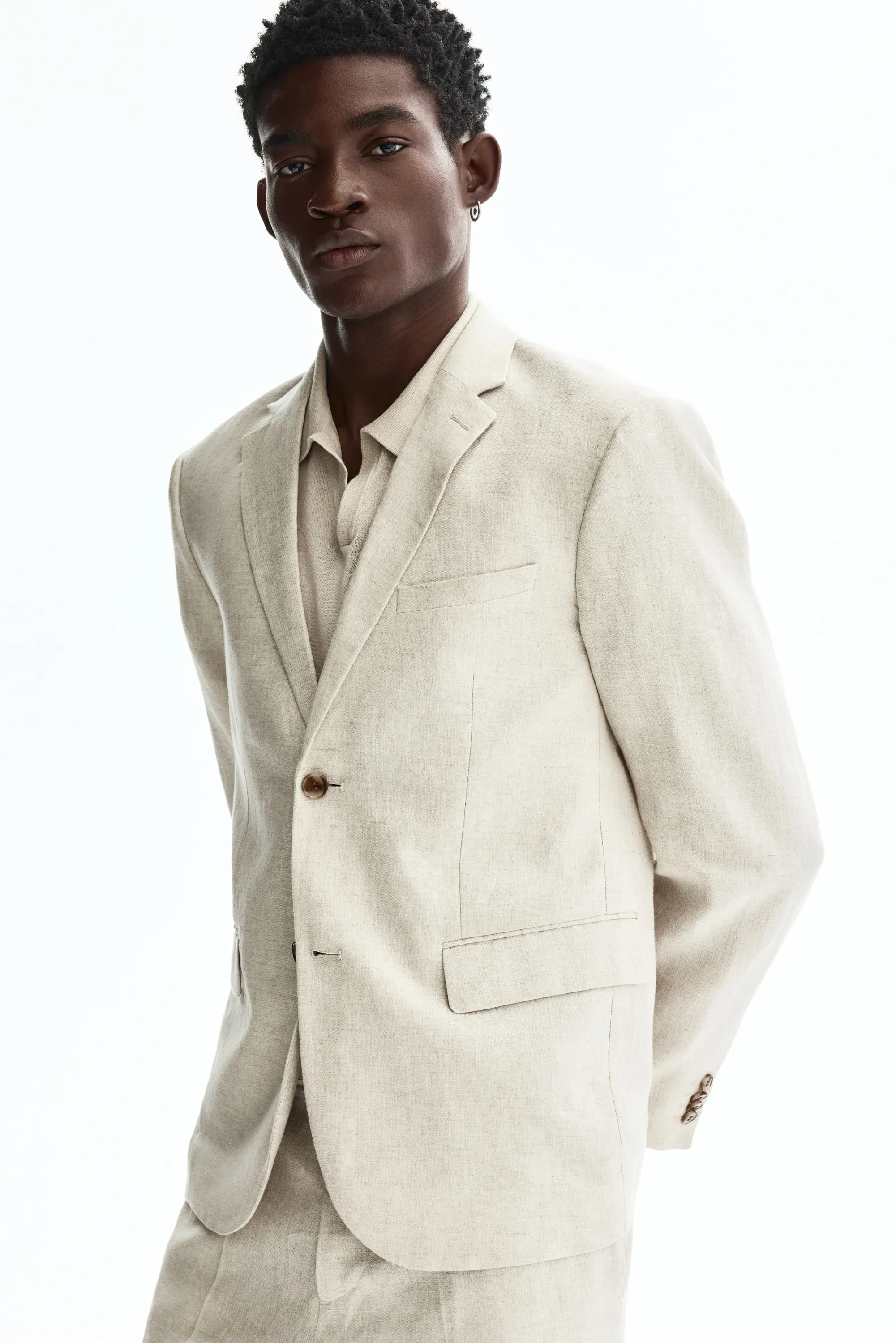 Veste Slim Fit en lin - Beige clair