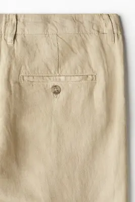 Pantalon Regular Fit en lin mélangé - Beige — photo 2