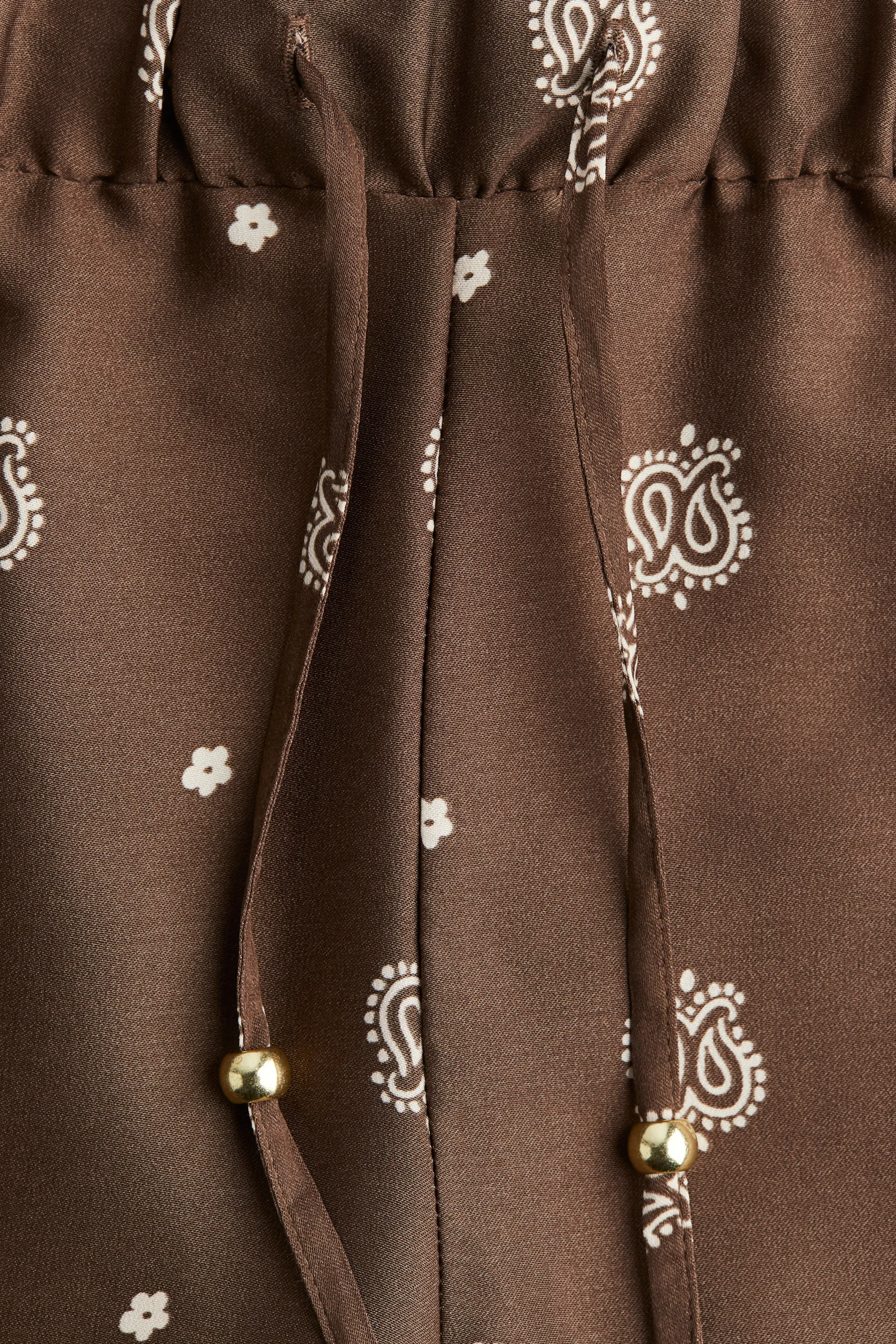 Pantalon large avec cordon de serrage - Marron/motif cachemire