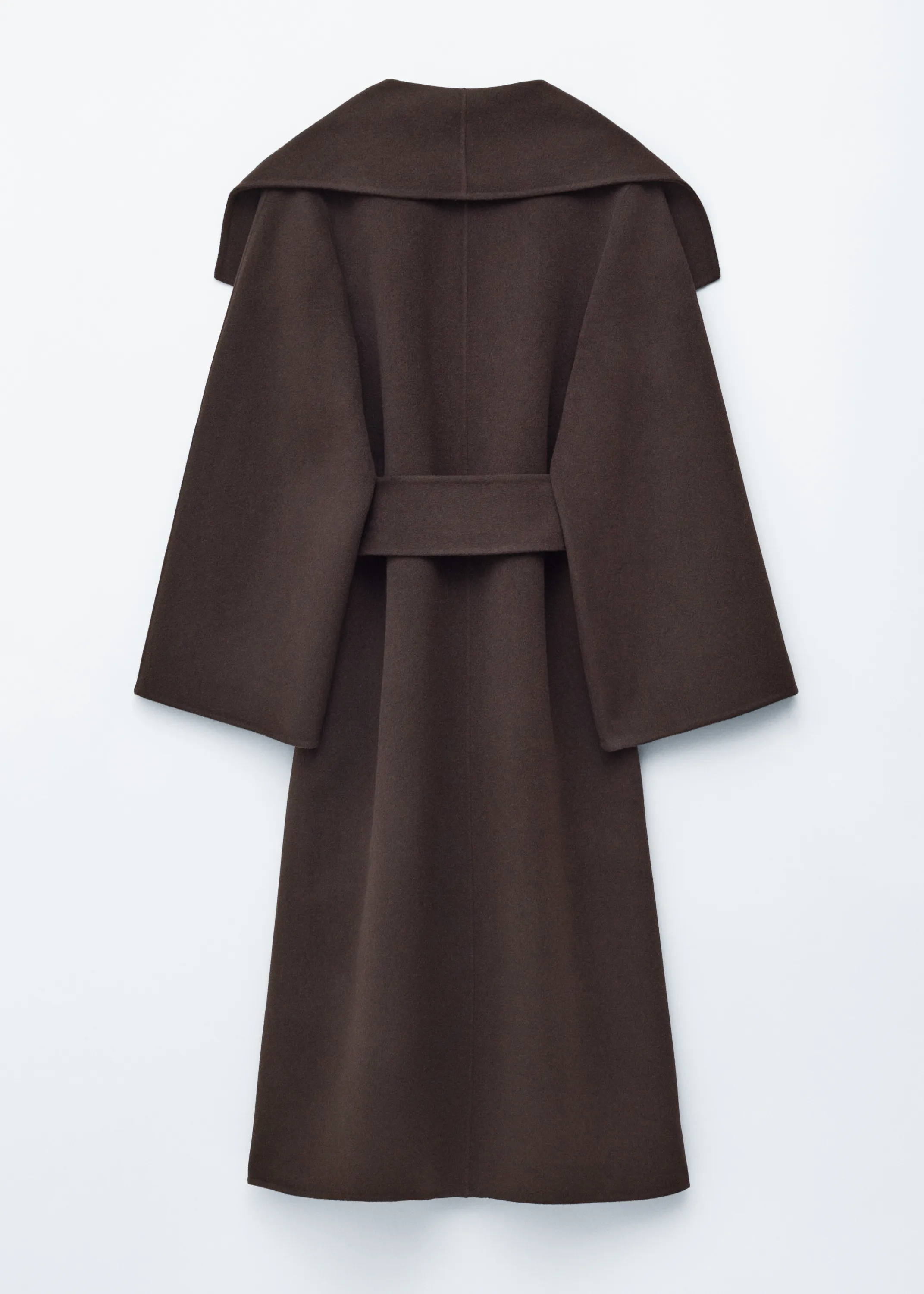 Manteau long en laine à col châle - Marron foncé
