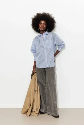 Chemise oversize rayée Femme — photo 3