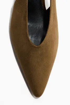 Escarpins à bride arrière avec talon kitten heel - Vert kaki foncé — photo 3