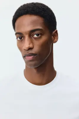 T-shirt Slim Fit en coton pima - Blanc — photo 1
