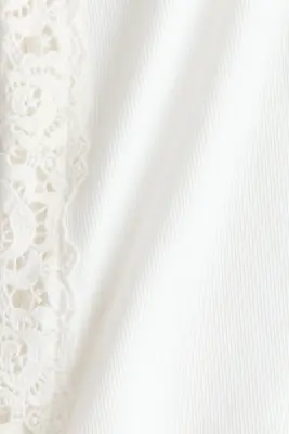 Débardeur côtelé avec dentelle - Blanc — photo 3