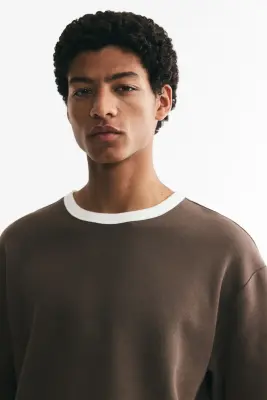 T-shirt boxy Relaxed Fit en coton - Marron — photo 1