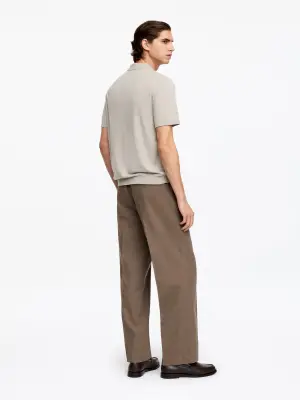 Polo en lin et coton - Taupe clair — photo 1