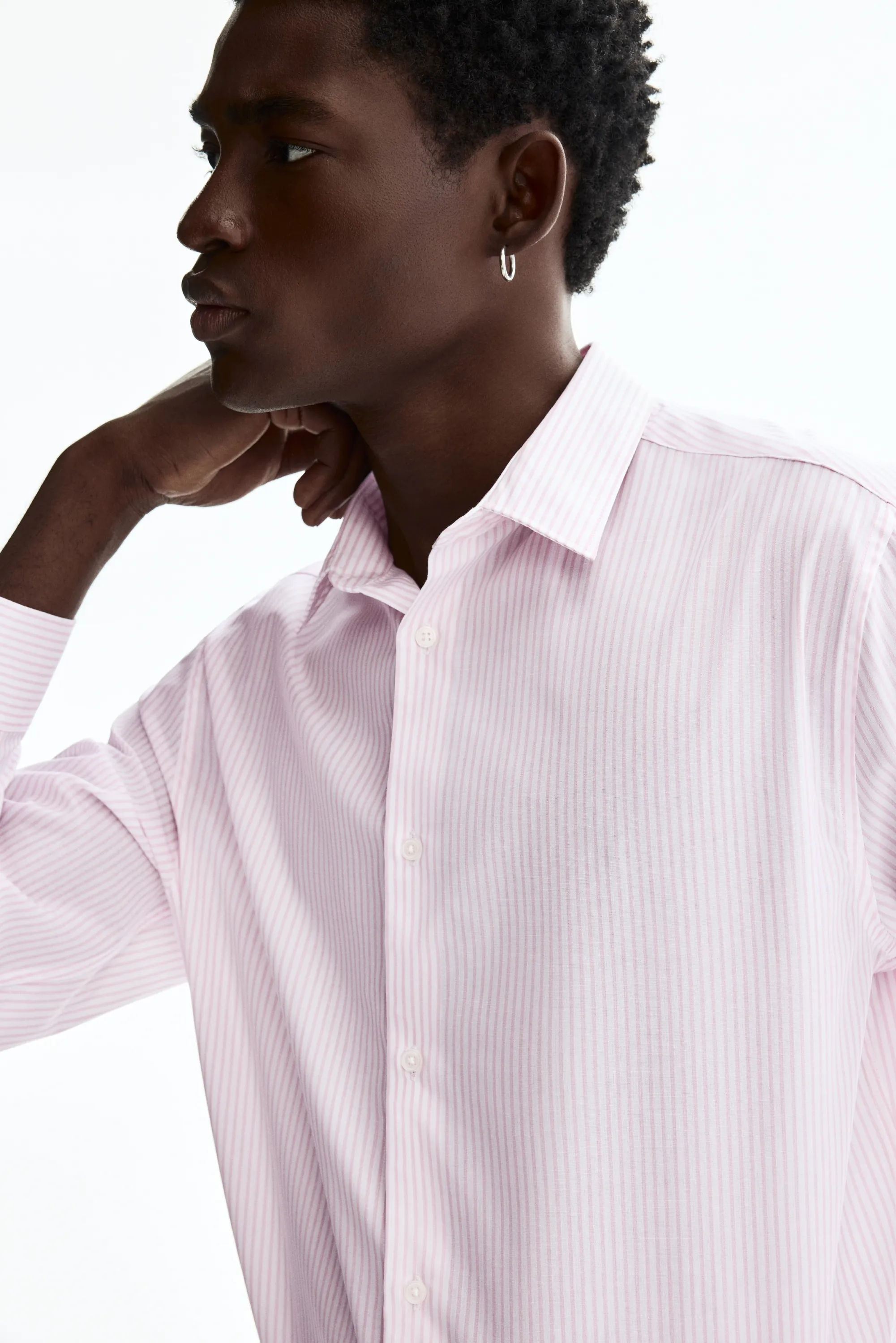 Chemise Slim Fit repassage facile - Rose clair/rayé