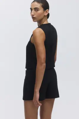 Gilet sans manches croisé à fermeture asymétrique - Noir — photo 5