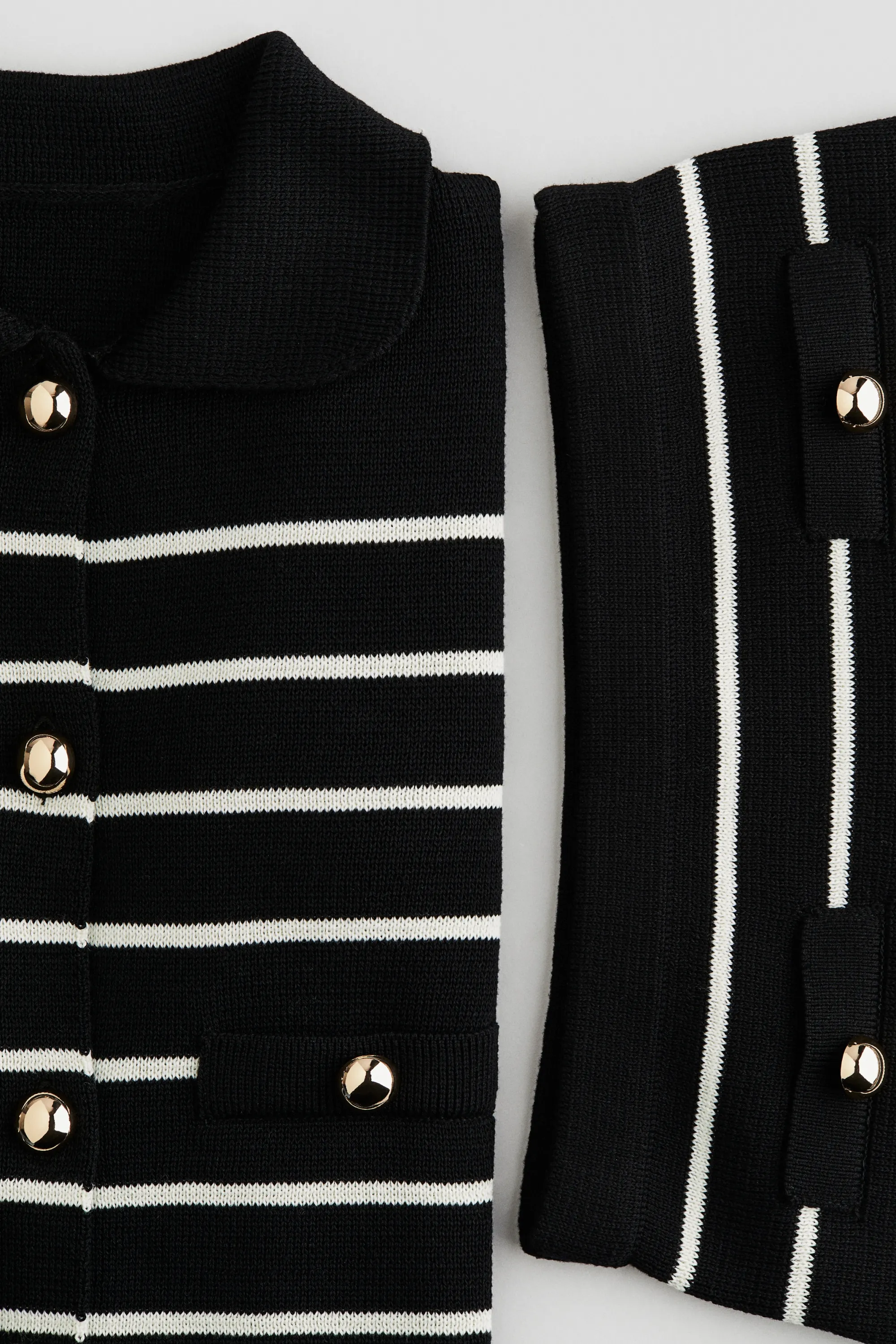 Ensemble 2 pièces en maille fine - Noir/rayures blanches