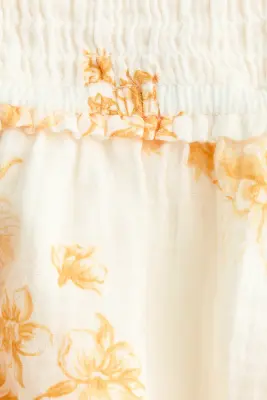 Mini short à taille smockée - Crème/fleuri — photo 3