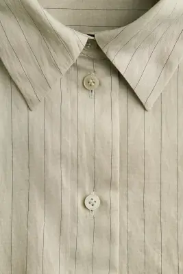 Chemise oversize - Beige kaki/rayures tennis — photo 5
