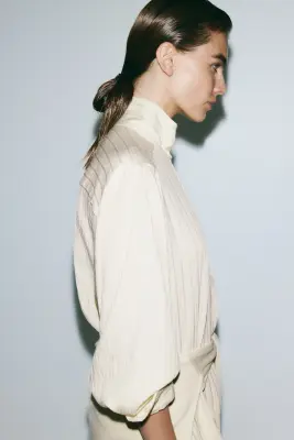 Chemise texturée en viscose mélangée - Beige clair — photo 3