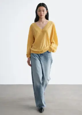 Pull oversize en laine mérinos - Jaune — photo 1