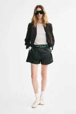 Blazer à manches froncées - Marron foncé — photo 1