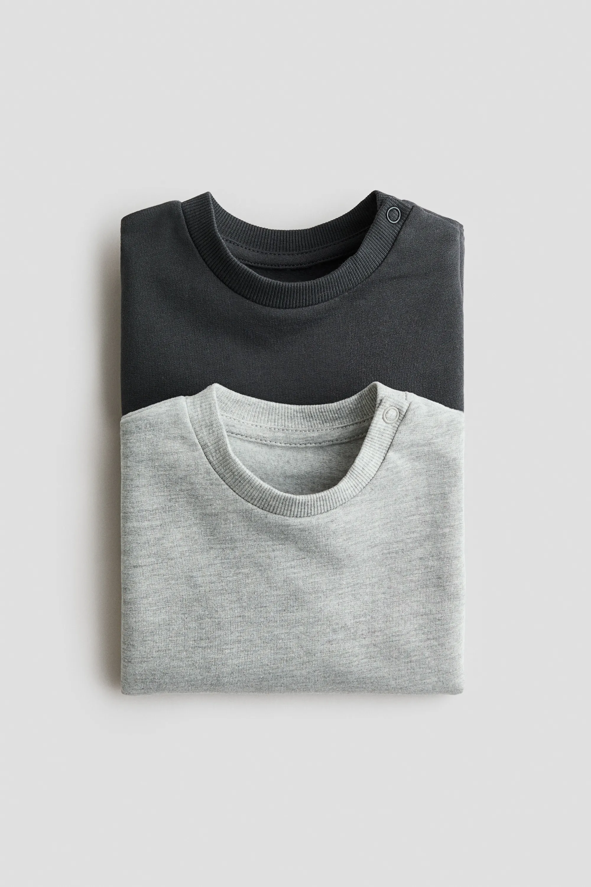 Lot de 2 sweats en coton - Noir/gris clair chiné