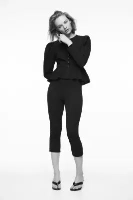 Blouse péplum en tissu texturé - Noir — photo 2