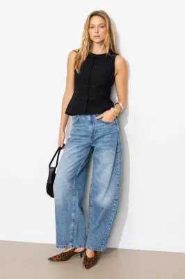 Jean balloon taille haute — photo 3