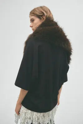 Top en coton avec col double - Noir — photo 2