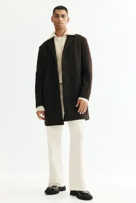 Manteau à fermeture droite - Marron foncé — photo 2
