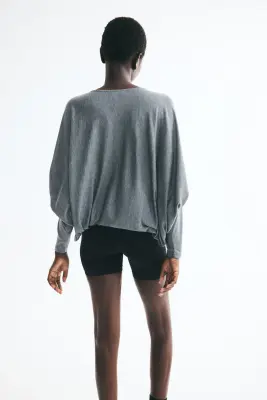 Top à manches chauve-souris - Gris chiné — photo 3